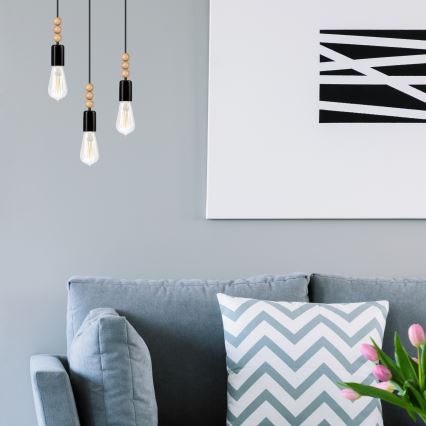 Lampadario a cavo SIMON 3xE27/60W/230V faggio