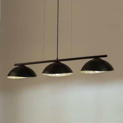 Lampadario a sospensione SOLAR 3xE27/60W/230V nero