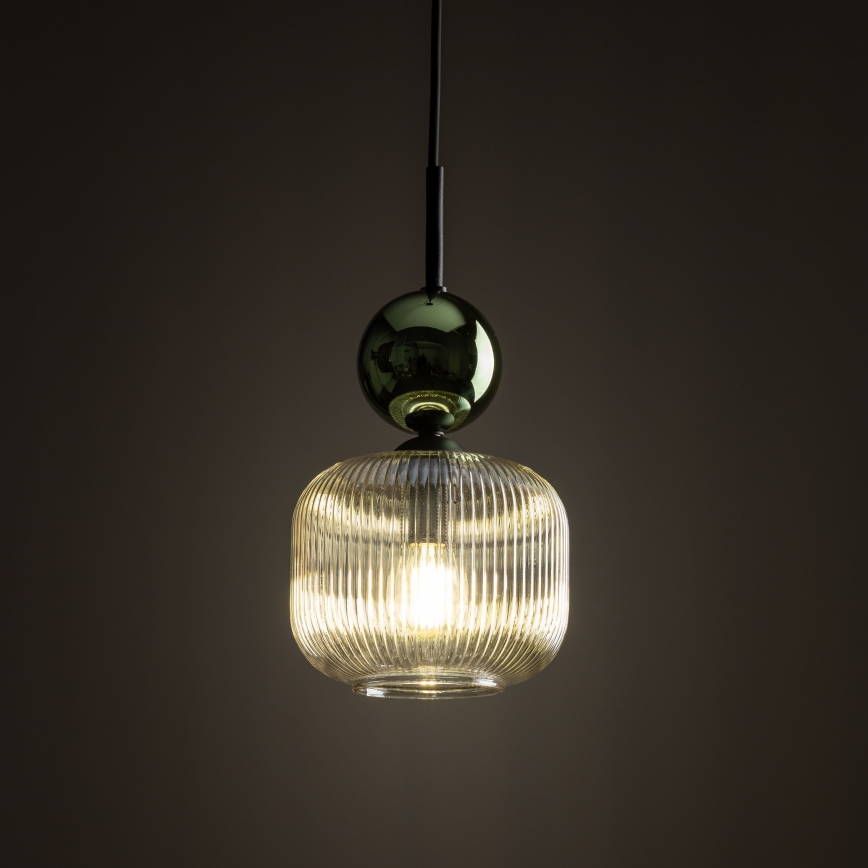 Lampadario a cavo SOPHIA 1xE14/10W/230V nero/verde/fumé beige
