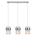 Lampadario a cavo VETRO 3xE14/10W/230V cromo lucido