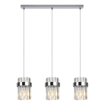Lampadario a cavo VETRO 3xE14/10W/230V cromo lucido