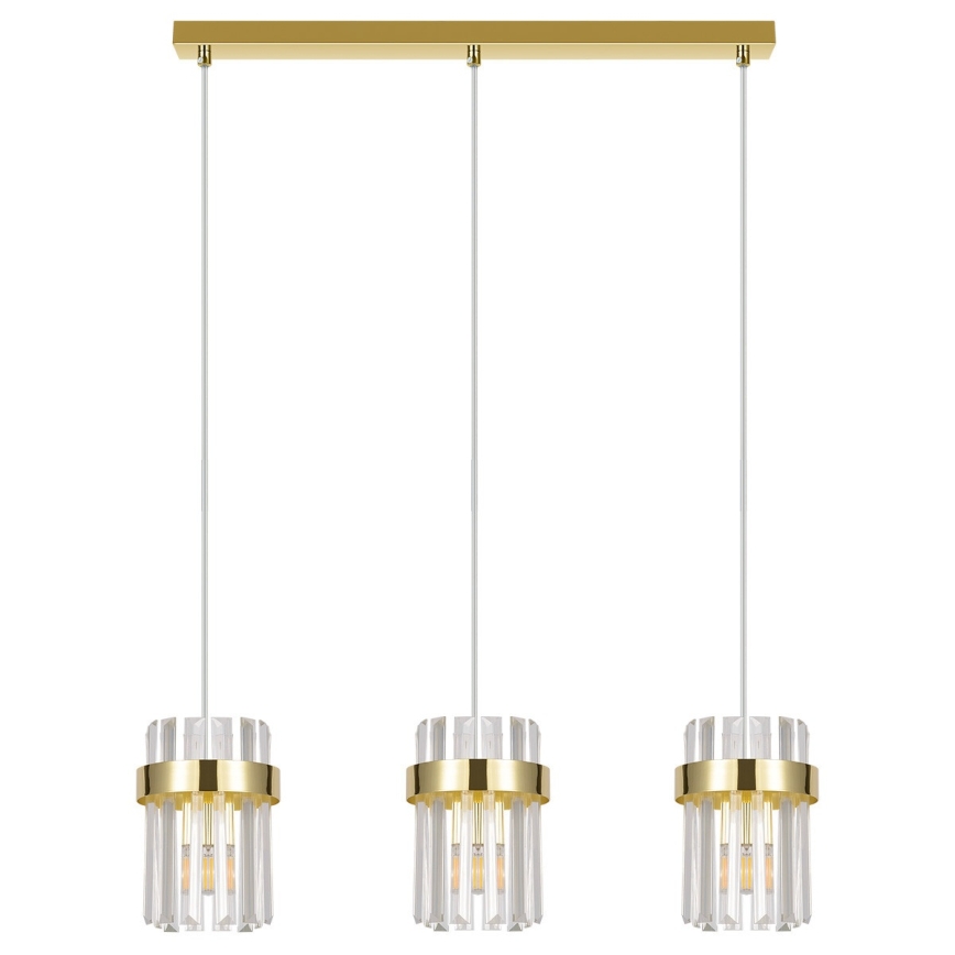 Lampadario a cavo VETRO 3xE14/10W/230V dorato