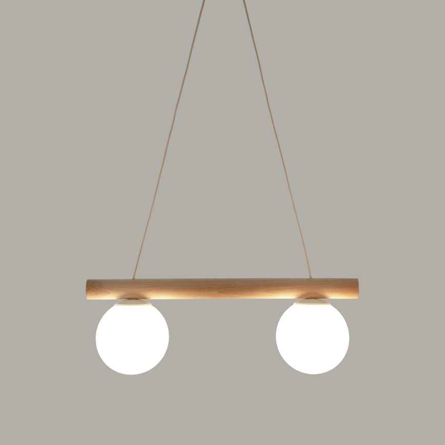 Lampadario a cavo WOODSTOCK 2xE27/15W/230V legno/crema