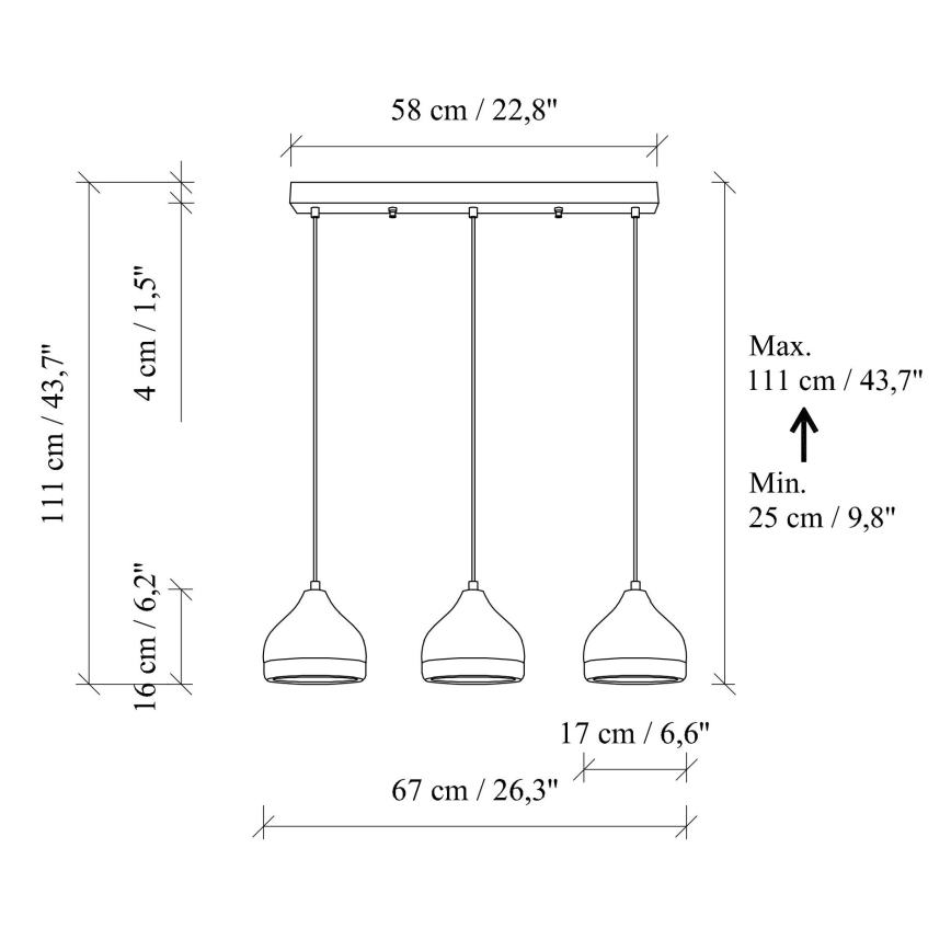 Lampadario a cavo YILDO 3xE27/40W/230V bianco/oro