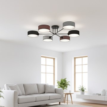 Lampadario a montaggio superficiale MAGA 6xE14/10W/230V nero/marrone/grigio