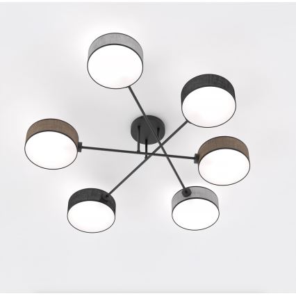 Lampadario a montaggio superficiale MAGA 6xE14/10W/230V nero/marrone/grigio