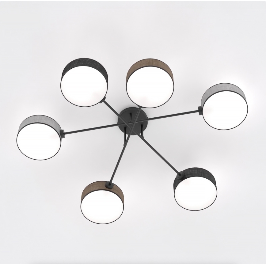 Lampadario a montaggio superficiale MAGA 6xE14/10W/230V nero/marrone/grigio