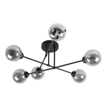 Lampadario a montaggio superficiale OBSIDIAN 6xG9/10W/230V nero/grigio fumé