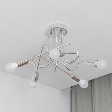 Lampadario a montaggio superficiale OXFORD 5xE27/15W/230V cromo lucido