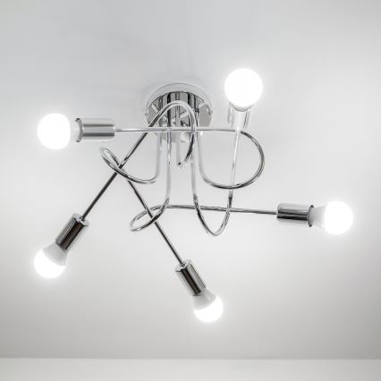 Lampadario a montaggio superficiale OXFORD 5xE27/15W/230V cromo lucido