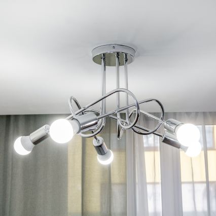 Lampadario a montaggio superficiale OXFORD 5xE27/15W/230V cromo lucido