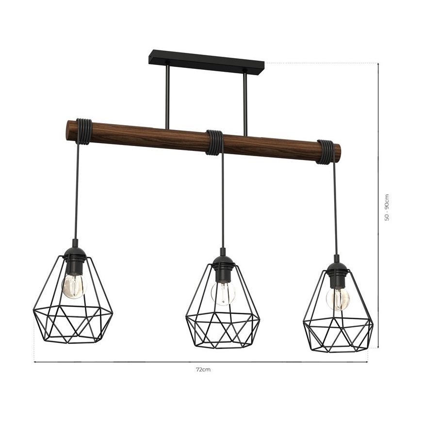 Lampadario a plafone ACERO 3xE27/60W/230V
