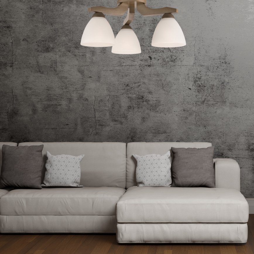 Lampadario a plafone ADRIANO 3xE27/60W/230V faggio