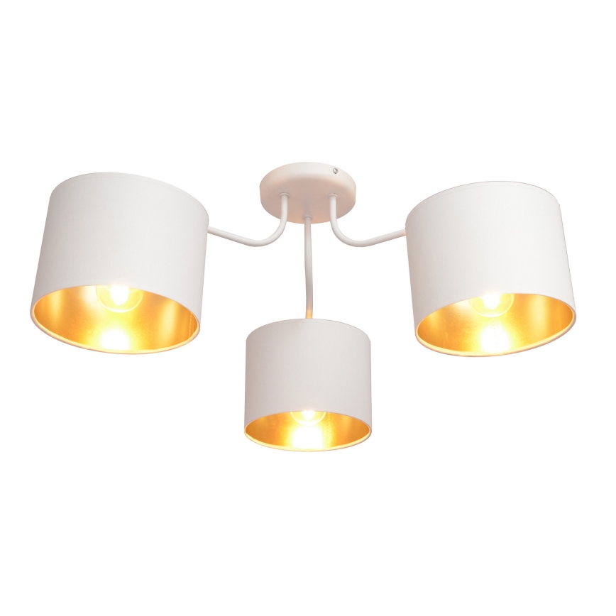 Lampadario a plafone ALBA 3xE27/15W/230V bianco/dorato