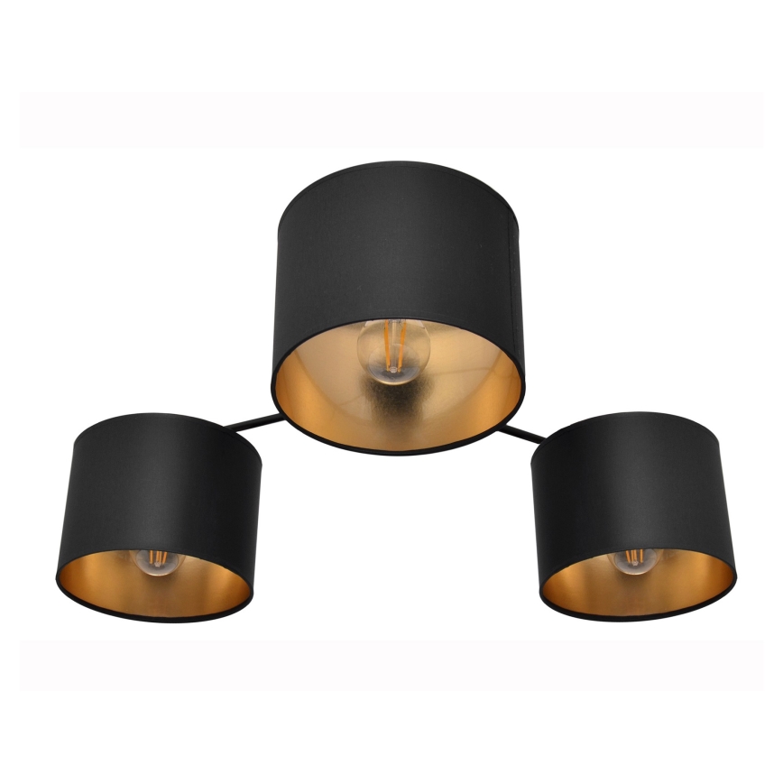 Lampadario a plafone ALBA 3xE27/15W/230V nero/dorato
