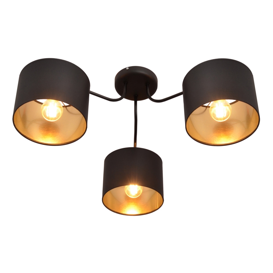 Lampadario a plafone ALBA 3xE27/15W/230V nero/dorato