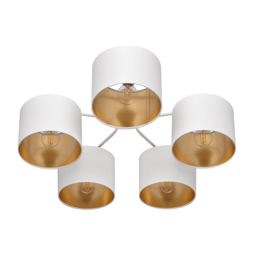 Lampadario a plafone ALBA 5xE27/15W/230V bianco/dorato