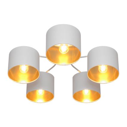 Lampadario a plafone ALBA 5xE27/15W/230V bianco/dorato