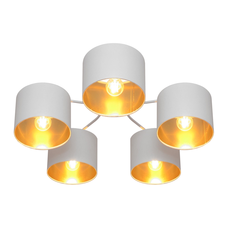 Lampadario a plafone ALBA 5xE27/15W/230V bianco/dorato