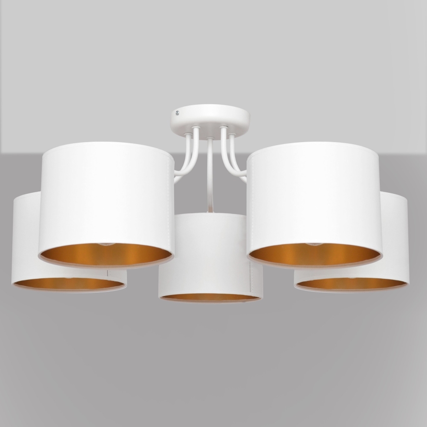 Lampadario a plafone ALBA 5xE27/15W/230V bianco/dorato