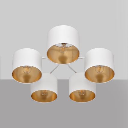 Lampadario a plafone ALBA 5xE27/15W/230V bianco/dorato