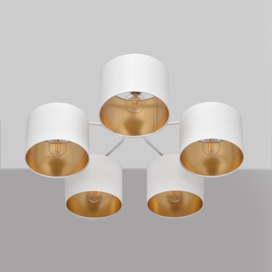 Lampadario a plafone ALBA 5xE27/15W/230V bianco/dorato