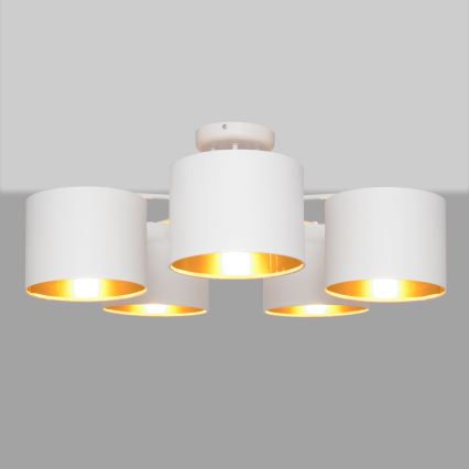 Lampadario a plafone ALBA 5xE27/15W/230V bianco/dorato