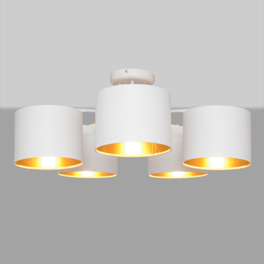 Lampadario a plafone ALBA 5xE27/15W/230V bianco/dorato