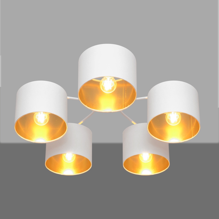 Lampadario a plafone ALBA 5xE27/15W/230V bianco/dorato