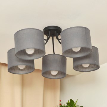 Lampadario a plafone ALBA 5xE27/15W/230V grigio