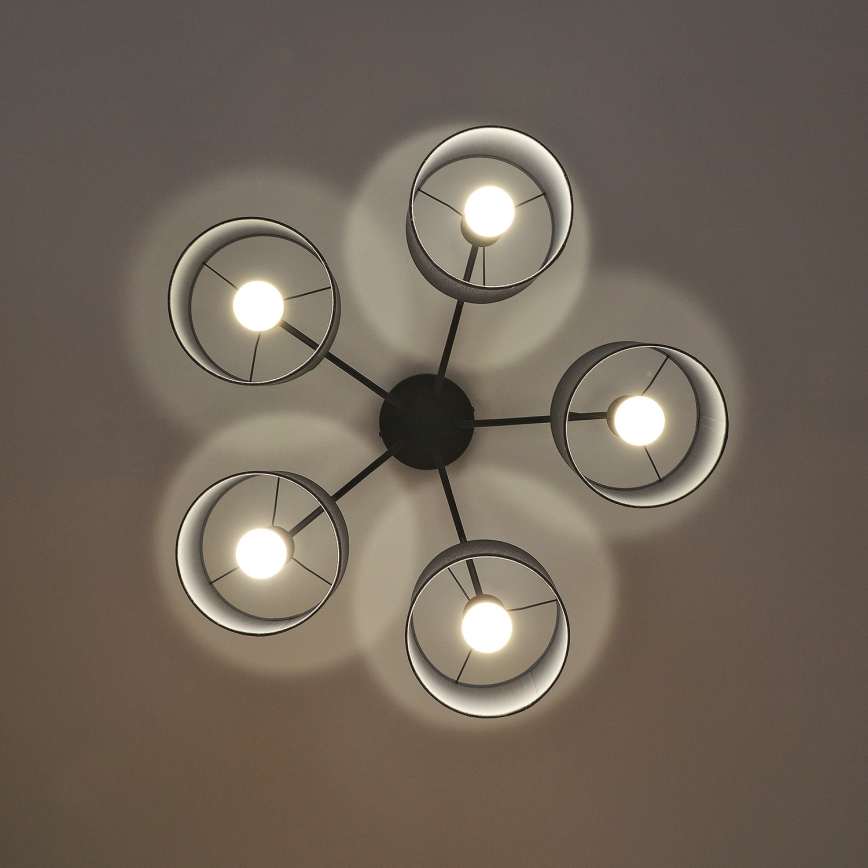 Lampadario a plafone ALBA 5xE27/15W/230V grigio