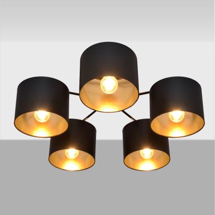 Lampadario a plafone ALBA 5xE27/15W/230V nero/dorato