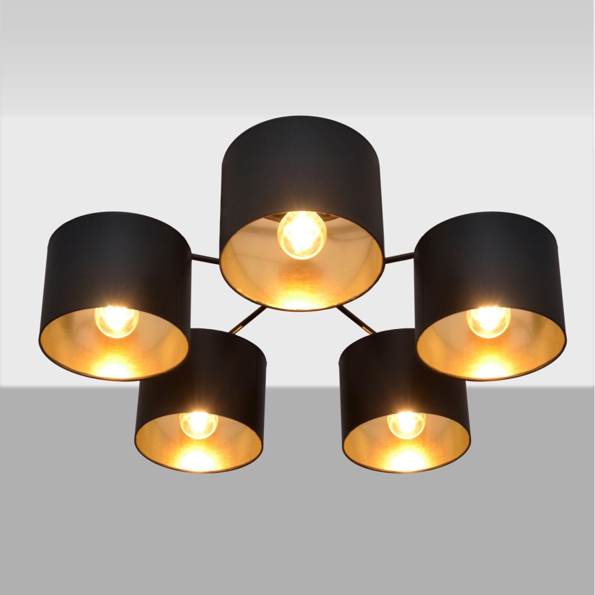 Lampadario a plafone ALBA 5xE27/15W/230V nero/dorato