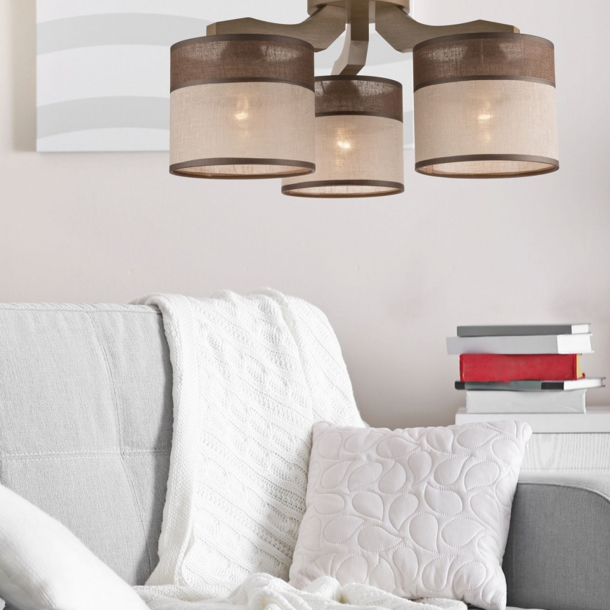 Lampadario a plafone ANDREA 3xE27/60W/230V faggio