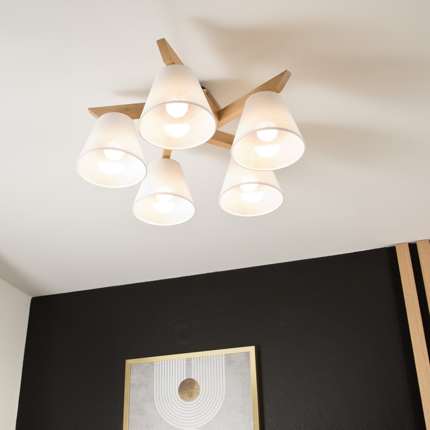 Lampadario a plafone ANTONIO 5xE14/40W/230V, quercia