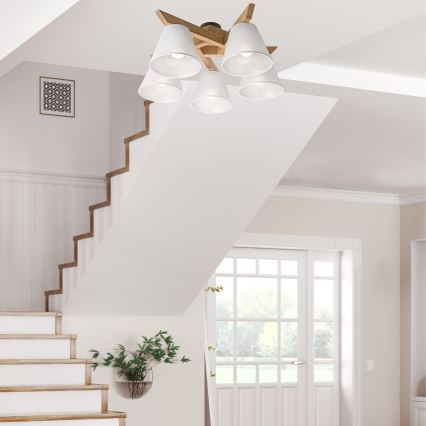 Lampadario a plafone ANTONIO 5xE14/40W/230V, quercia