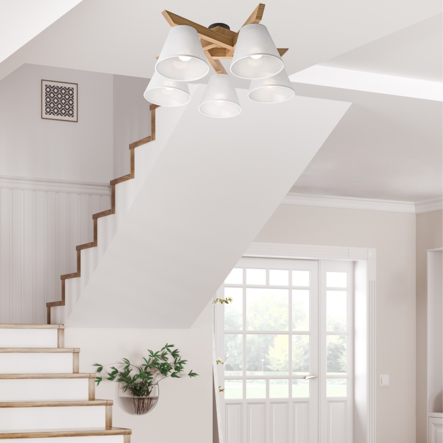 Lampadario a plafone ANTONIO 5xE14/40W/230V, quercia
