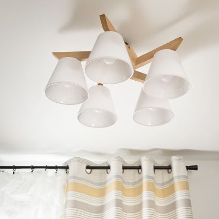 Lampadario a plafone ANTONIO 5xE14/40W/230V, quercia