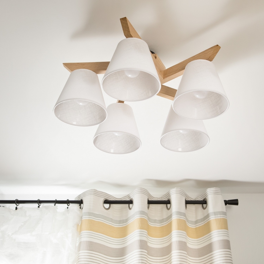 Lampadario a plafone ANTONIO 5xE14/40W/230V, quercia