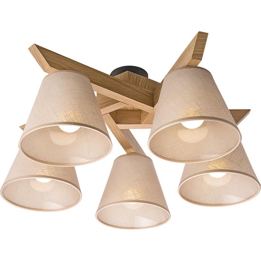 Lampadario a plafone ANTONIO 5xE14/40W/230V, quercia