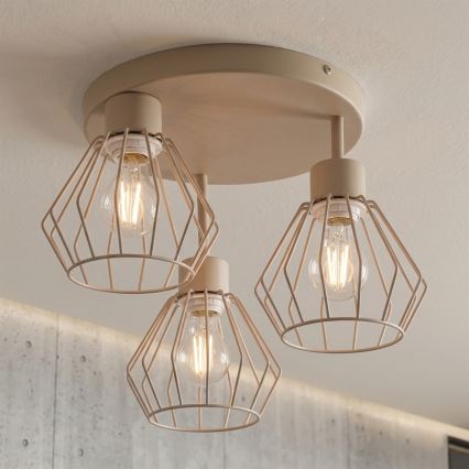 Lampadario a plafone AUDREY 3xE27/15W/230V beige