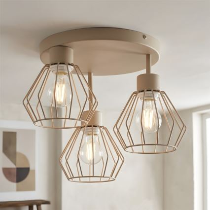 Lampadario a plafone AUDREY 3xE27/15W/230V beige