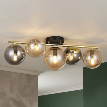 Lampadario a plafone AURIS 5xE14/15W/230V oro/nero fumé/beige