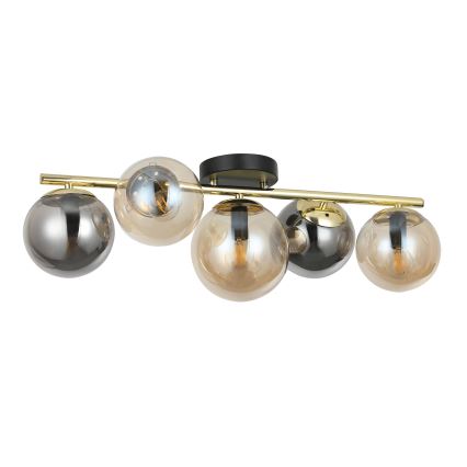 Lampadario a plafone AURIS 5xE14/15W/230V oro/nero fumé/beige