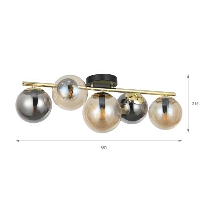 Lampadario a plafone AURIS 5xE14/15W/230V oro/nero fumé/beige
