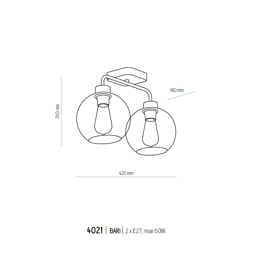 Lampadario a plafone BARI 2xE27/60W/230V