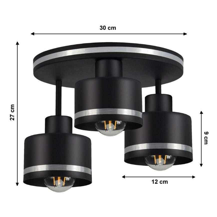 Lampadario a plafone BODO SILVER 3xE27/60W/230V