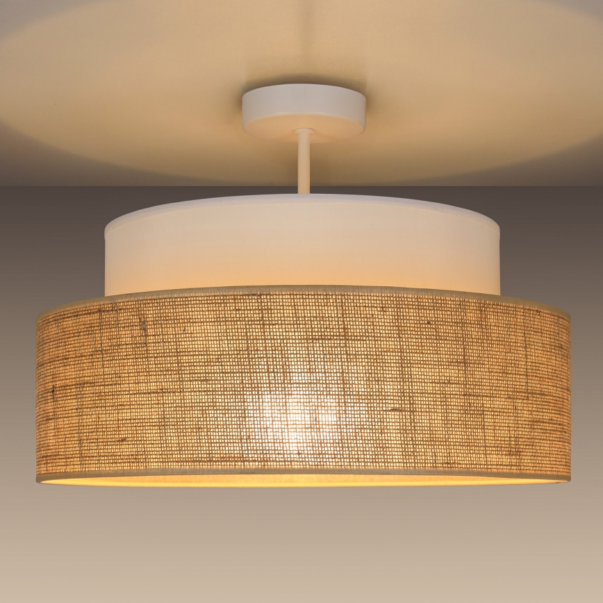 Lampadario a plafone BOHO 1xE27/60W/230V diametro 40 cm bianco/beige