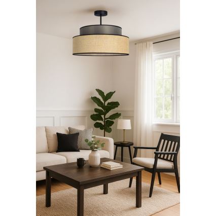 Lampadario a plafone BOHO 1xE27/60W/230V diametro 40 cm marrone/beige