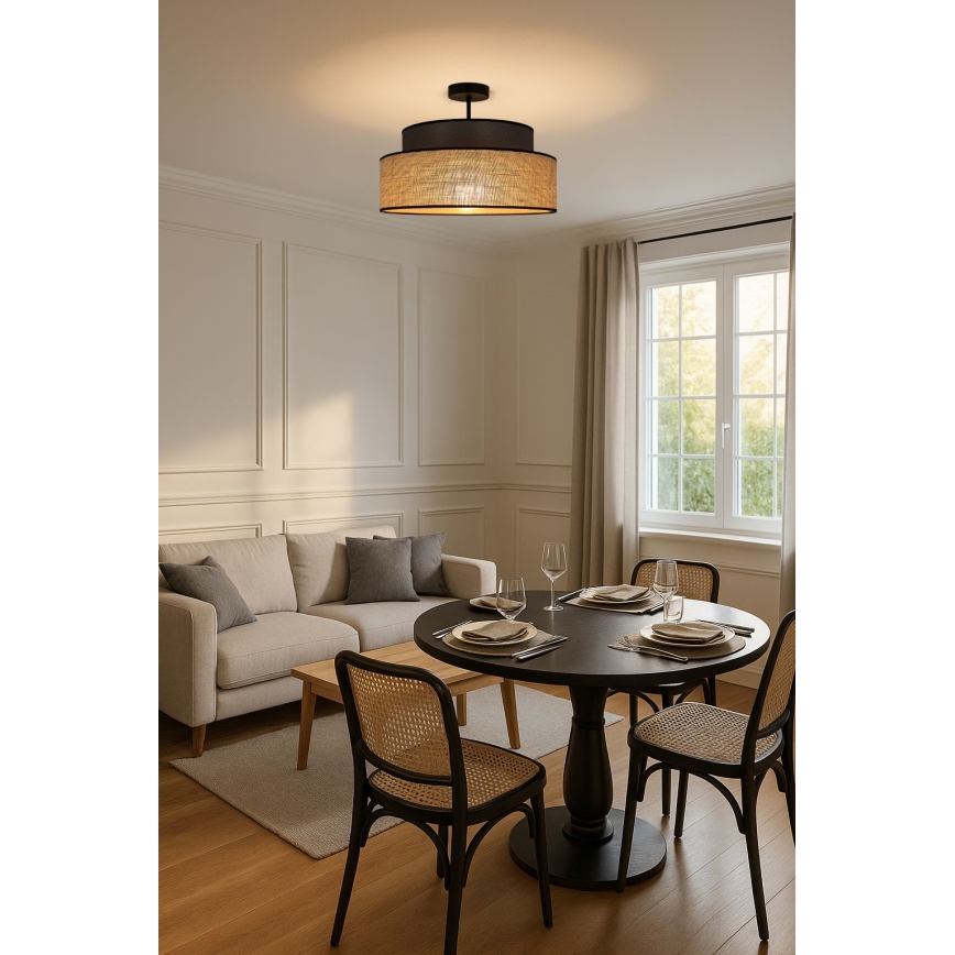 Lampadario a plafone BOHO 1xE27/60W/230V diametro 40 cm marrone/beige